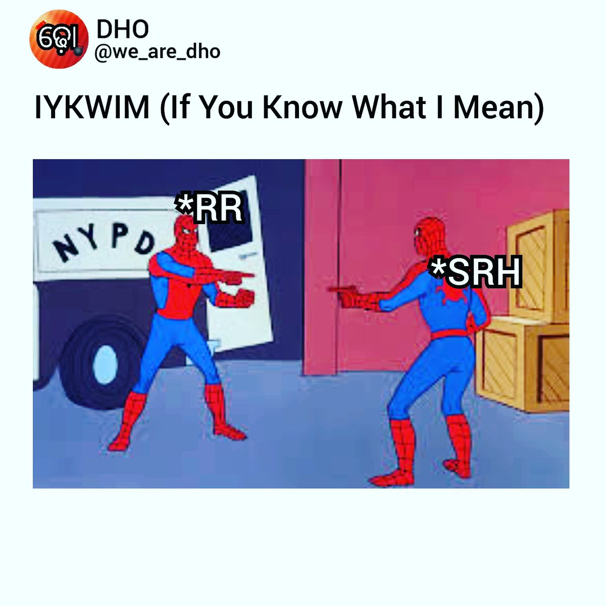 we_are_dho's tweet photo. Because RR were playing against the Spiderman's team😜😜

#IPL2021 #ipl #cricket #RajasthanRoyals @rajasthanroyals #fun #joke #Tweet #Twitter #wearedho https://t.co/RpQ6wZrgE7