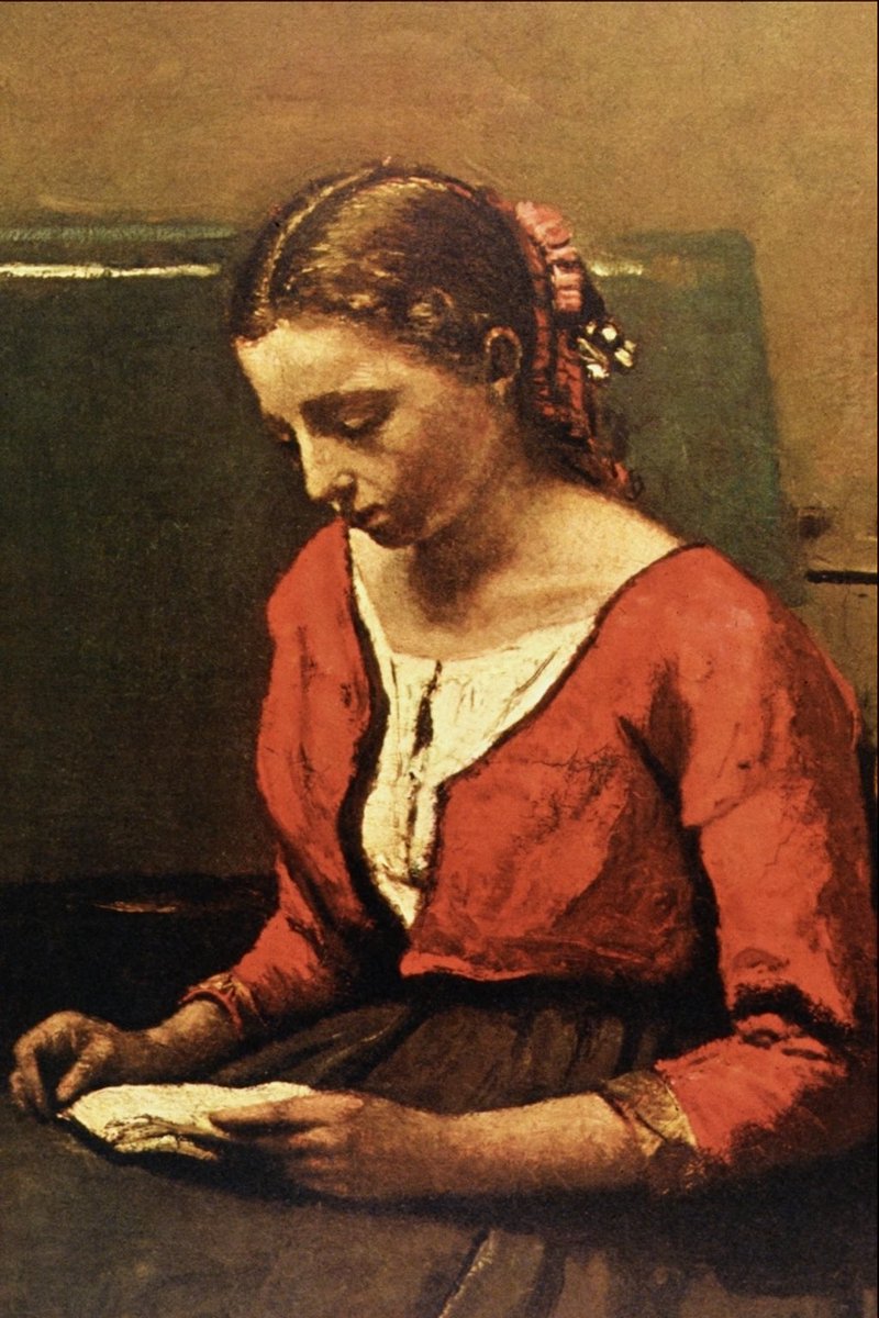 InadeBree's tweet photo. ‘’Every book has a soul, the soul of the person who wrote it and the soul of those who read it and dream about it.’ - 

Carlos Ruiz Záfon, The Angel’s Game, 2008 
Jean-Baptiste-Camille Corot, A Girl Reading, 1850 https://t.co/UOKEPDMV2S
