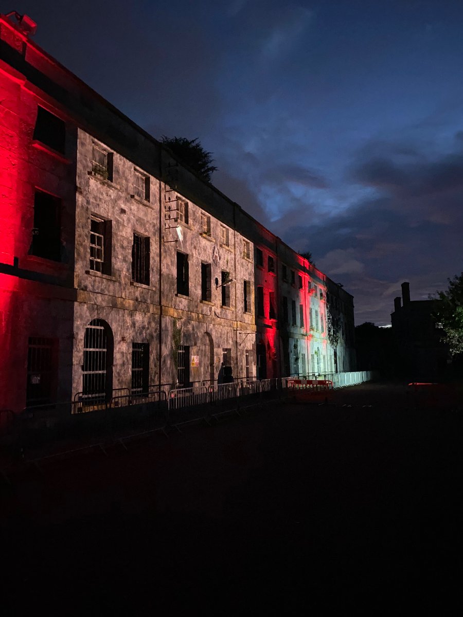 ThomBreathnach's tweet photo. The most ambient Friday night on Spike Island for the fantastic Oileán arts event @Corkcoco. 

What an incredible, history-soaked venue for these story-telling installations. Spike at night is a total, highly recommend vibe. @pure_cork https://t.co/5eAi1a2366