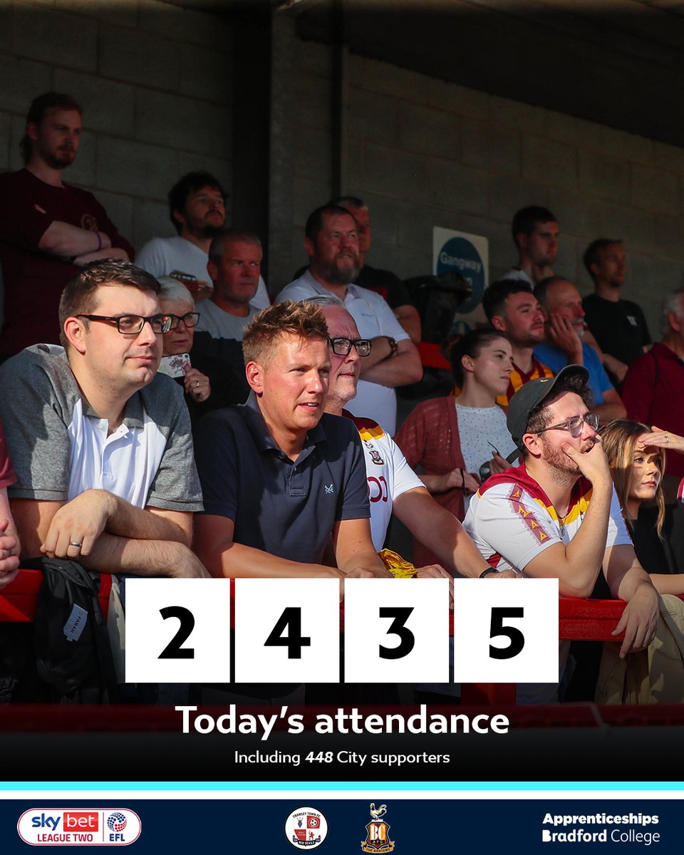 👨‍👩‍👧‍👦 90+1' | ATTENDANCE | 2️⃣,4️⃣3️⃣5️⃣ at The @PeoplesPension Stadium this afternoon - with 4️⃣4️⃣8️⃣ travelling Bantams... 👏 | Thank you, as ever, for your magnificent, continued support. 👹 2-1 🐓 #BCAFC | #TakeMeHome | #CRAvBRA