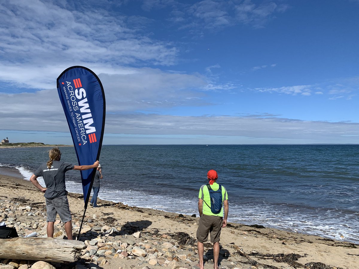On block island and waiting for <a href="/ebeisel34/">Elizabeth Beisel</a> to finish her swim from the mainland. <a href="/NBC10/">NBC 10 WJAR</a>