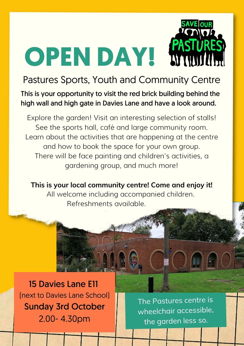 SaveOurPastures (@saveourpastures) on Twitter photo 3rd October, 2-4.30pm: don't miss this chance to come and see the Pastures site and find out how you and your organisation can make a booking or use the excellent facilities <a href="/loves_local/">Leytonstone Loves Local</a> <a href="/Leytonstoner/">Leytonstoner</a> <a href="/Leytonstone_Art/">LeytonstoneArtsTrail</a> <a href="/CannHallCllr/">Cann Hall Councillor</a> <a href="/CannHallCan/">CannHallCan</a> 3rd October, 2-4.30pm: don't miss this chance to come and see the Pastures site and find out how you and your organisation can make a booking or use the excellent facilities <a href="/loves_local/">Leytonstone Loves Local</a> <a href="/Leytonstoner/">Leytonstoner</a> <a href="/Leytonstone_Art/">LeytonstoneArtsTrail</a> <a href="/CannHallCllr/">Cann Hall Councillor</a> <a href="/CannHallCan/">CannHallCan</a>