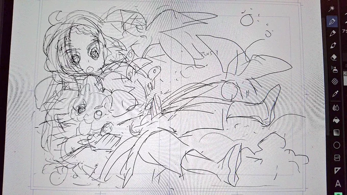 表紙下書き終わった。我ながら意味わからんね。あとは仕事終わってから頑張る! 