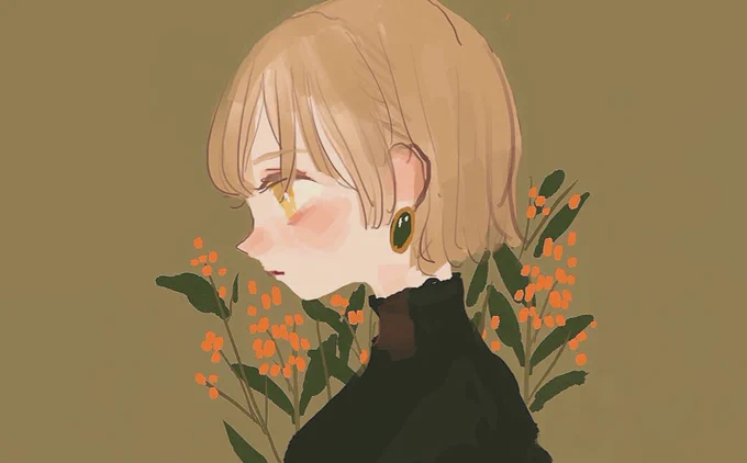 珍しくバストアップで描いてます 