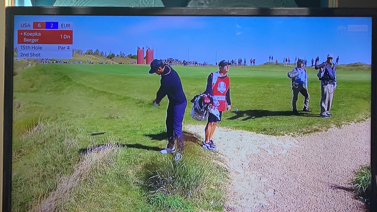 Brooks (do you know who I am!) Koepka. Two referees make the same ruling and he still won’t have it. Get over yourself and hit the shot.