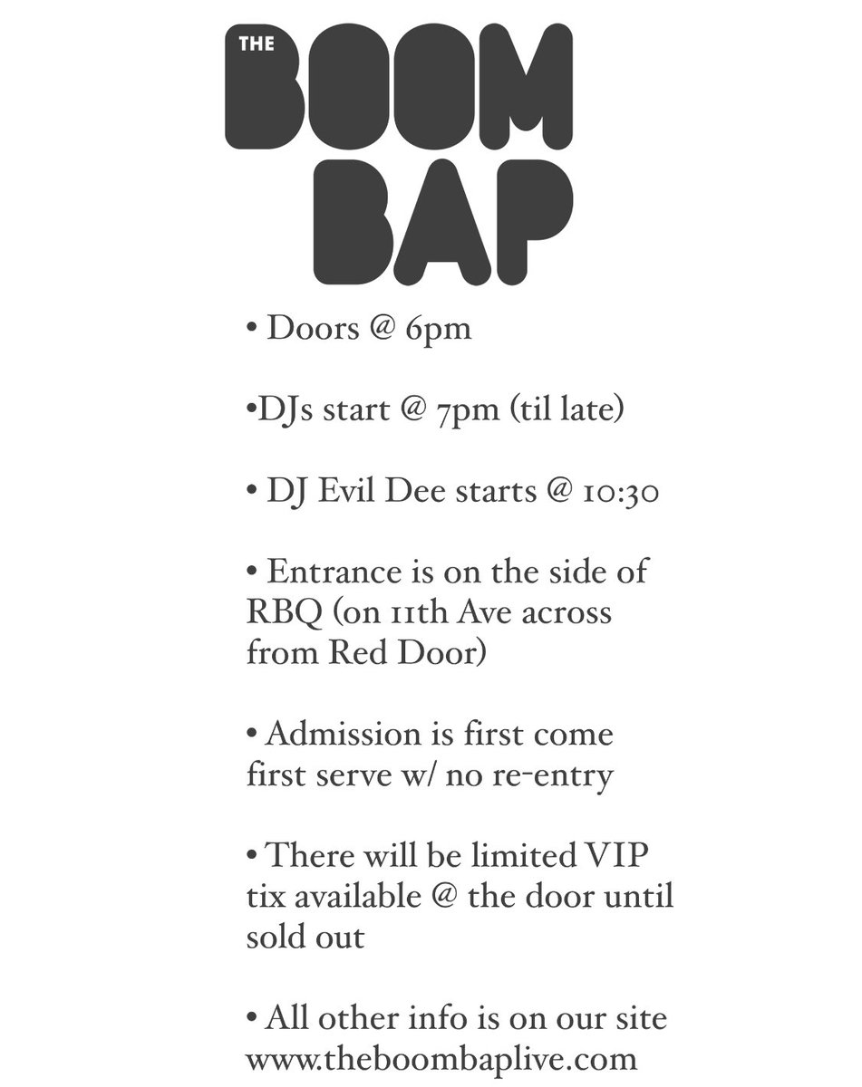 A few notes about #THEBOOMBAP 🏠🎉… See y’all tonight at <a href="/RBQNashville/">Rosemary BeautyQueen</a>!