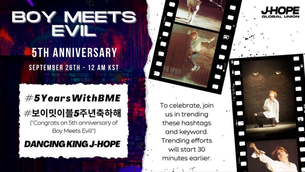 HopeWorldDiary's tweet photo. Boy Meets Evil’in 5. Yıldönümü kutlu olsun🖤

#5YearsWithBME
#보이밋이블5주년축하해
DANCING KING J-HOPE https://t.co/8Wdymco67s