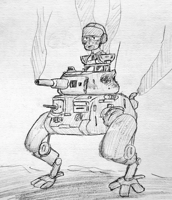 砲塔側面を砲弾がかすめてその熱で車内が燃えた二足型軽戦車的な。 
