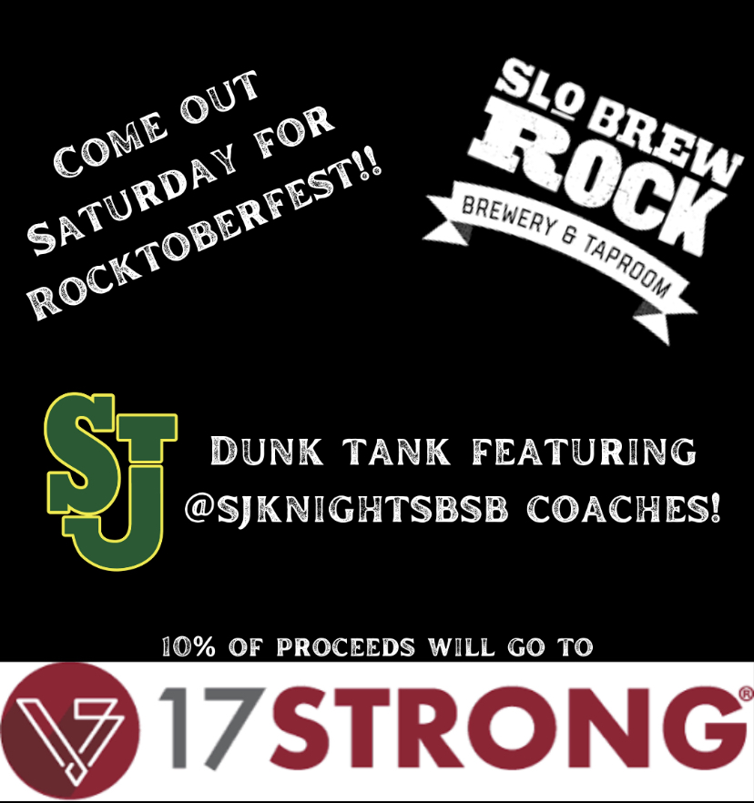 Ill be in the dunk tank tonight for @17strong_org with @sjknightsbsb  coaches @ShawnMosleyCEB and @SteveMo69954991 from 5:00-7:00 at @slobrew for Rocktoberfest! Come support a great foundation. @sjknightsbsb @StJosephSports @EmpireCamps @CoastalEmpireBB @USABaseball