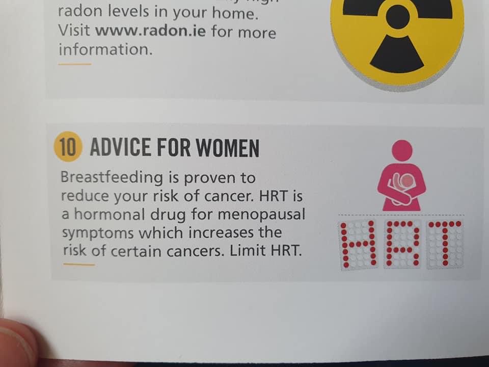 ryan_inga's tweet photo. @IrishCancerSoc what do you want me a by this… misleading women into thinking hrt causes cancer. You need to explain better https://t.co/mJUWFggaJW