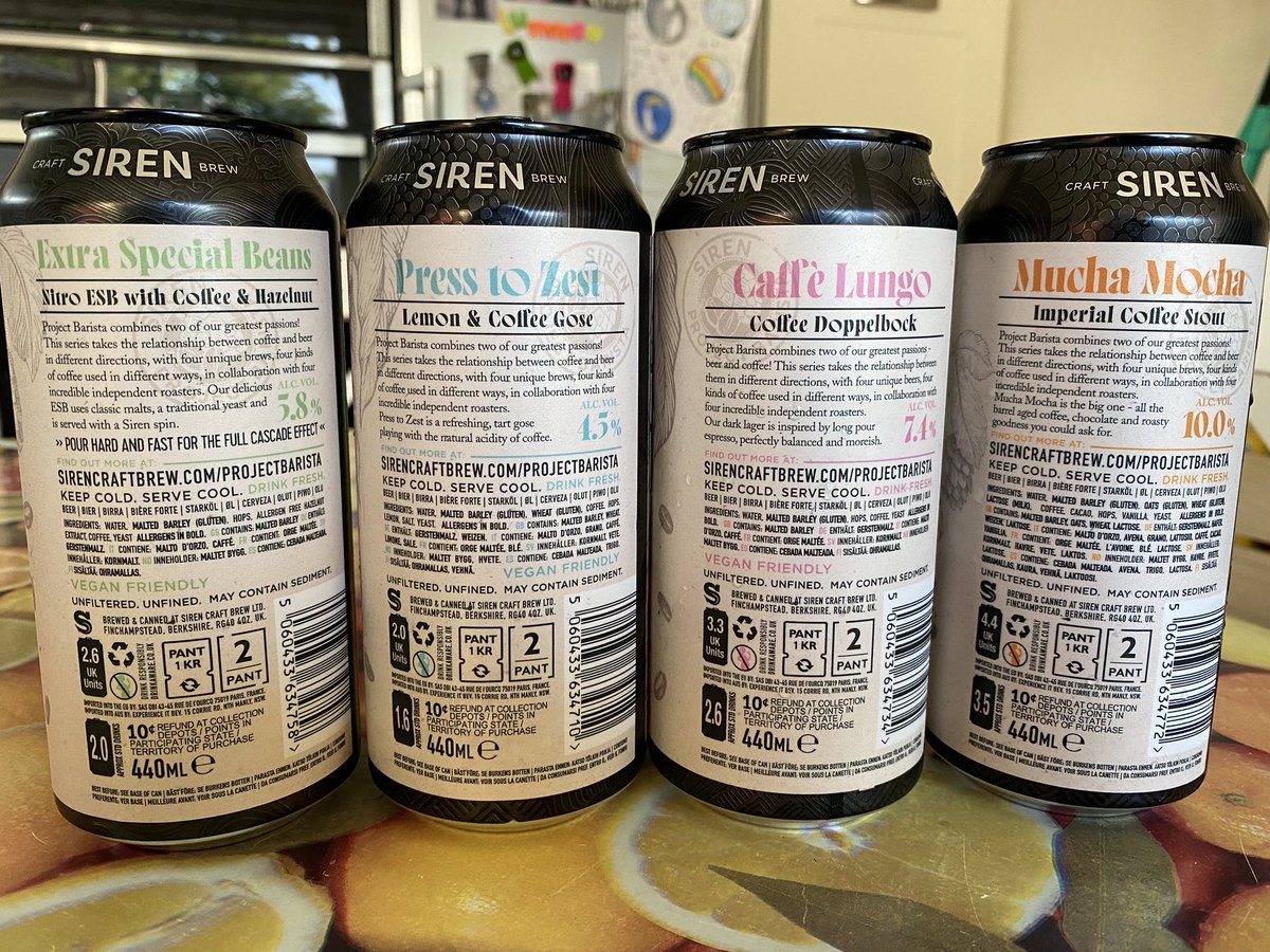 BeerPrimeUK's tweet photo. Really enjoyed the beers. Here are pics  of the cans for you, plus a slightly sozzled yours truly! Shame I didn’t get to see Sean’s hot stick though 🤣🤣🤣
Thanks to all at @SirenCraftBrew for producing great beers and putting on a great virtual show. #ProjectBarista 
#CraftBeer https://t.co/RYZuWMwMW2