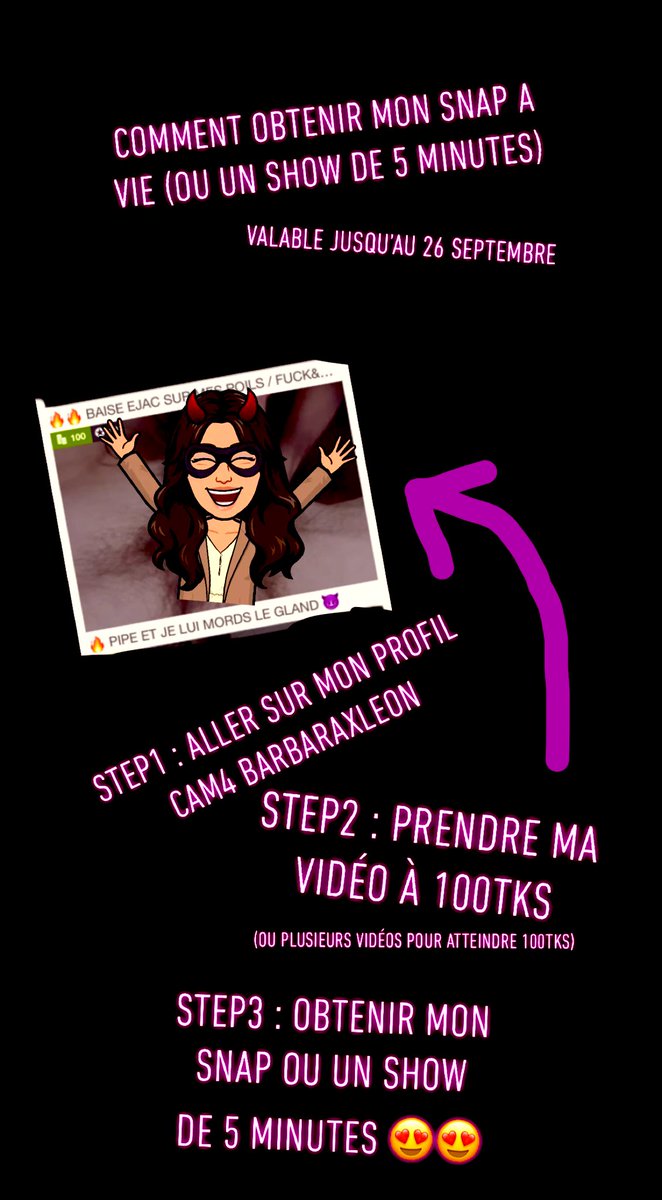 BarbaraLon1's tweet photo. On grimpe à la 4ème place mondiale du concours video #CAM4 dans le classement provisoire 😍😍 C’est le moment d’avoir mon snap avec des vidéos gratuites 😜 petit tuto : https://t.co/vFSClaEajC