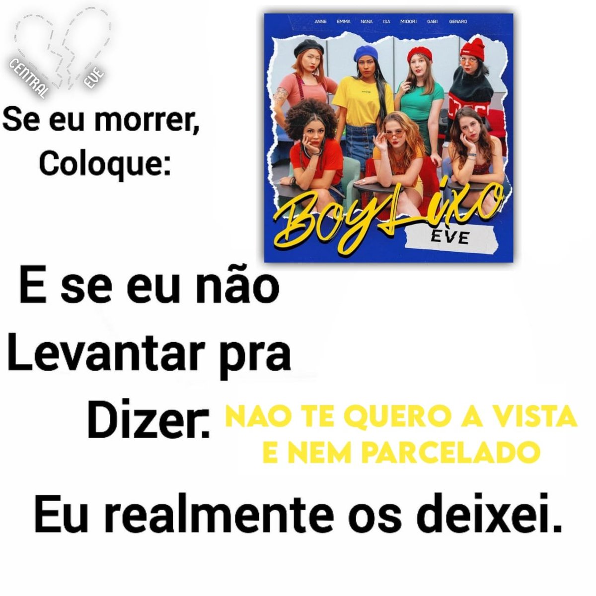 fas_eve's tweet photo. Borá de meme, ForEVEs🍎🍎
.
.
.
E o EVE vai entrar em todos os memes sim, fizemos algumas versões desse meme do EVE! Conta aqui qual dessas lines icônicas você gosta mais.
.
.
.
Parceria: @mafiakatz https://t.co/k5NHKhD3dI