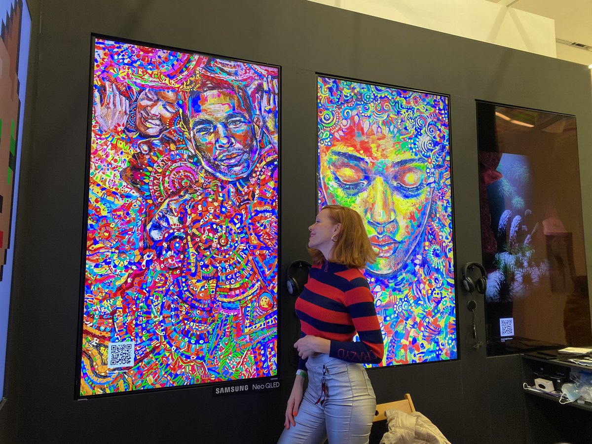 I’m with my art presented at the exhibition of NFT-art at the main international art fair in Moscow Cosmoscow 2021. Initially, my paintings were painted with oils and acrylics on canvases and then transferred to the NFT format. I’m happy to be part of the cool exhibition! #nft