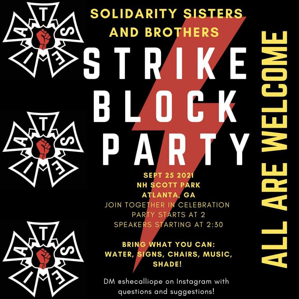 sara411's tweet photo. Hey Atlanta-area #filmcrew 👋 👽 2pm today!  #local479
#IASolidarity #IATSEsolidarity #IAstrong #IAnotSoNewMedia #IAweStandTogether #IamIATSE
#IStandWithIATSE #UnionStrong
#IAReasonableRest #GiveUsArest
#IAlivingwage #IAsustainablebenefits #amptp #iatse 
#WorkersUnited @IATSE https://t.co/wyuaGv7qPd