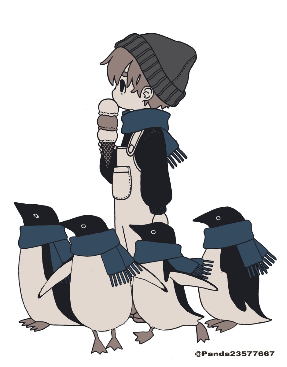 1boy blue scarf bird scarf male focus ice cream hat  illustration images