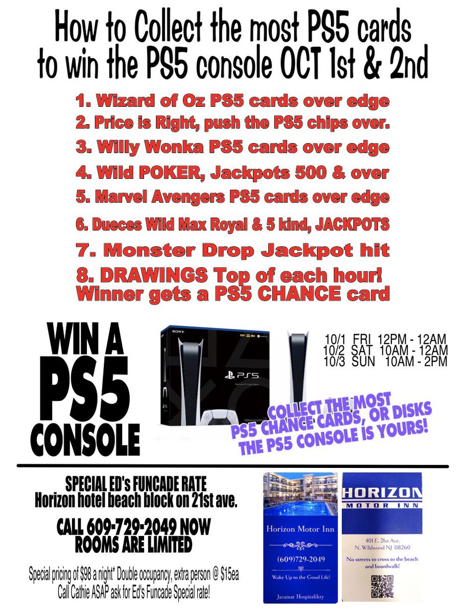 edsfuncade's tweet image. Call 609-729-2049 now,
for your special Ed's room rate!
See you next weekend for VIP weekend, @ 23rd Ave. location