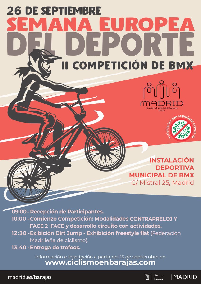 Mañana durante la “II Competición de BMX” de #Barajas estaremos informando a l@s vecin@s sobre el proyecto del nuevo polideportivo y recogeremos firmas en defensa de un polideportivo con las instalaciones que l@s vecin@s necesitamos.