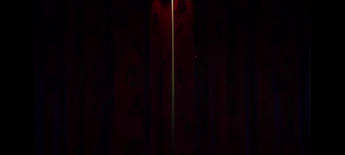 Jillybean691's tweet photo. @PaulieEsther1 I saw your Mid-chapter teaser video on YT and maybe I may be looking too much into this but... Maybe not🤷🏻‍♀️. This however is obviously the curtain from that teaser. I screenshotted it for a reason. Take a closer look at the bloodstained patterns on the Curtain https://t.co/YRpH9ieZgz