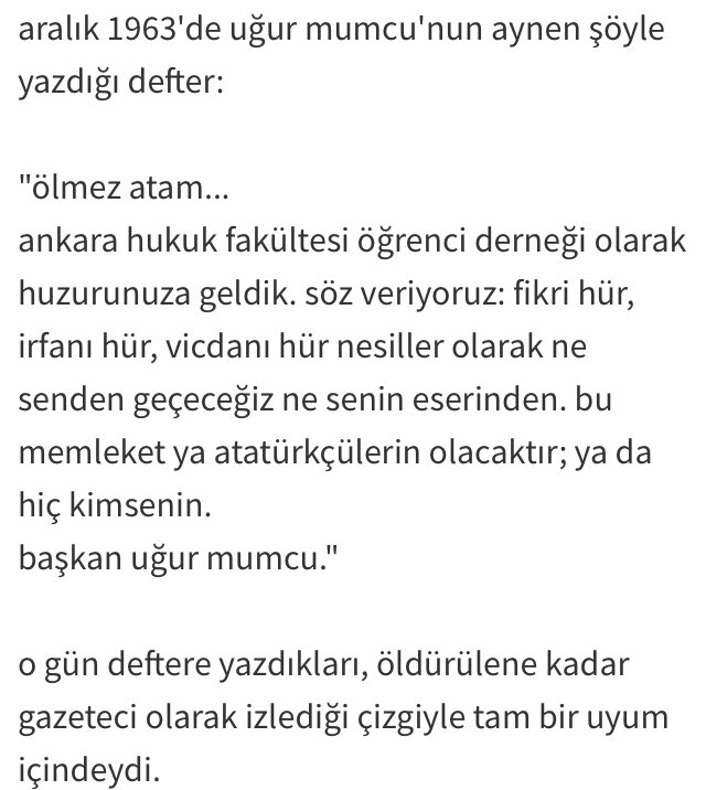 “Yıl 1963 ÖLMEZ ATAM”                              Uğur Mumcu 

 #MucizeAdam
Mustafa Kemal Atatürk