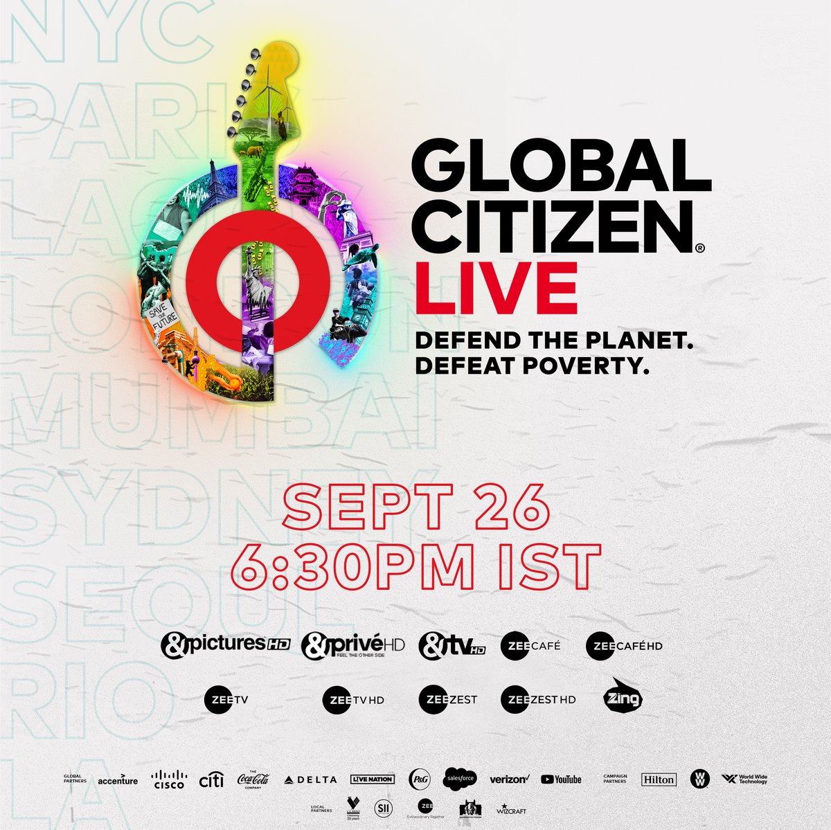 #GlobalCitizenLive will air in India on 25th September at 10:30 PM IST on @AndPrive, @ZeeCafe, @ZeeZest_, and @zingtv! Tune in for the @glblctznIN festival to defend the planet and defeat poverty.