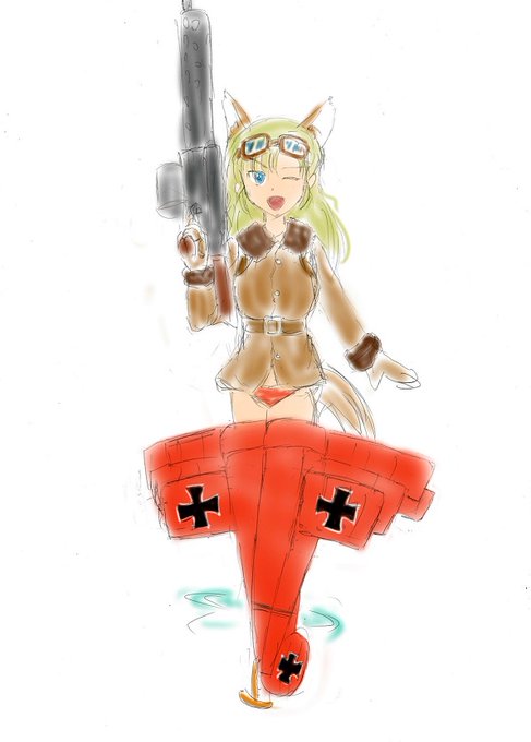 これは御城伸座氏の「トトカラ漫画版」執筆時に描いたメヒティルト・フォン・リヒトホーフェンとフォッカー Dr.Iのイメージラフ。WW1ストライカーは当時は謎であった。「前宮藤理論型で機体が小さかったのでは?」な漠然としたイメージは絵師の間では共通していたような気もする。>RT 