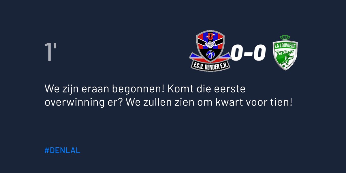 fcdender's tweet photo. We zijn eraan begonnen! Komt die eerste overwinning er? We zullen zien om kwart voor tien! #DENLAL https://t.co/QtpkjPFcZd