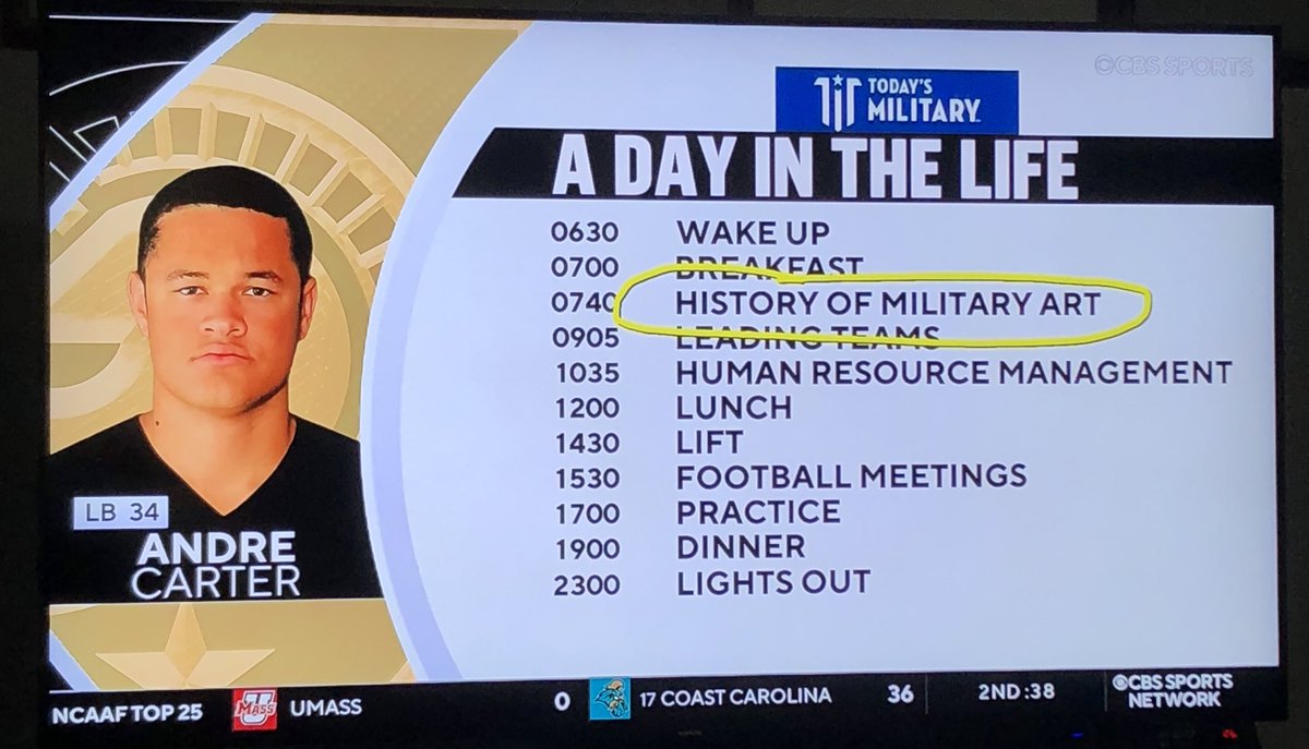 rb12wp94's tweet photo. Hey @RossTuckerNFL, “History of the Military Art” isn’t about paintings. It’s a military history course. Andre Carter is one of my students. Let’s get you to our 7:40 class the day before a home game! https://t.co/vlQSrlp0WD