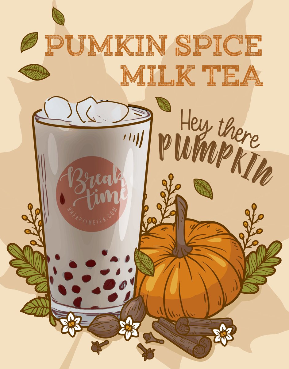 breaktimetea's tweet photo. Hey there pumpkin! Come in and try our seasonal spicy milk tea 😍🎃🧋 https://t.co/xE9JdEitx9
