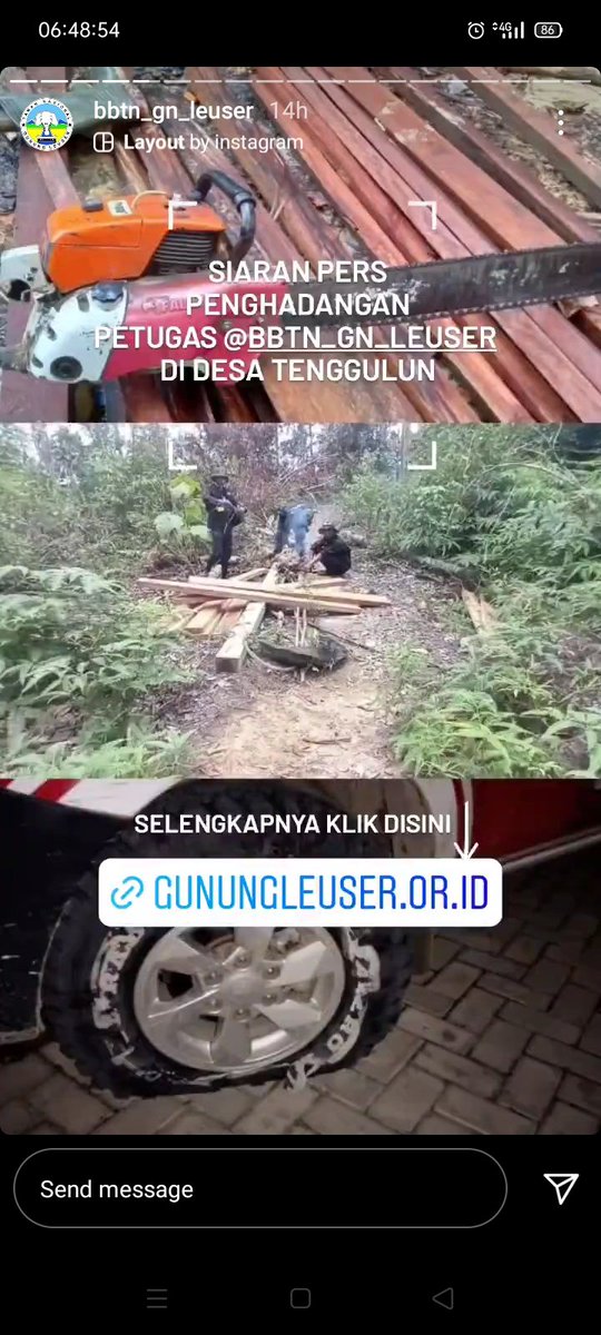 indiratendi's tweet photo. Ini serem banget. 12 orang petugas Balai Taman Nasional Gunung Leuser (TNGL) lagi patroli terus menangkap bbrp pelaku illegal logging.

Di jalan, tim dihadang puluhan orang. Mereka memaksa tim utk melepaskan para pelaku. Mereka lalu memukuli petugas, merusak 1 mobil dan 8 motor. https://t.co/Kpb1NdDjh3