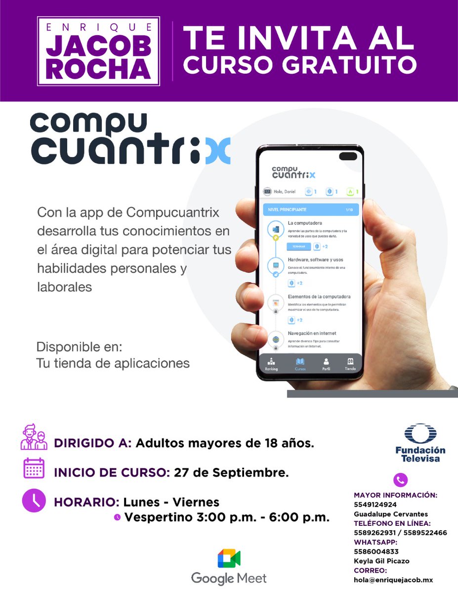 EnriqueJacobR's tweet photo. #Cuantrix es un programa que busca adentrar a las personas en el mundo de las ciencias de la computación. Si desean formar parte, los invito a comunicarse a los números de contacto para sumarse a esta iniciativa abierta para todo aquel que desee aprender 💻 https://t.co/S2gZnOaxR6