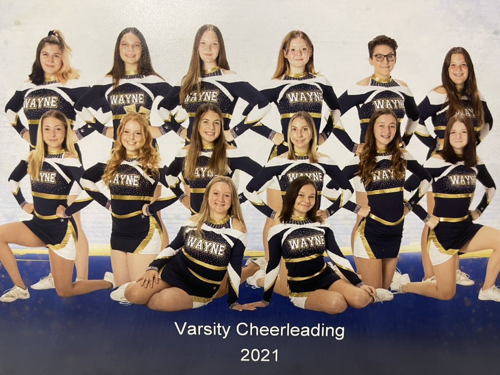 CheerWayne's tweet photo. 💙Our fall Wayne Eagles Varsity Cheerleaders 💛 #waynecheer #flytogether @WCSD_Athletics https://t.co/fg5LgNVxUq
