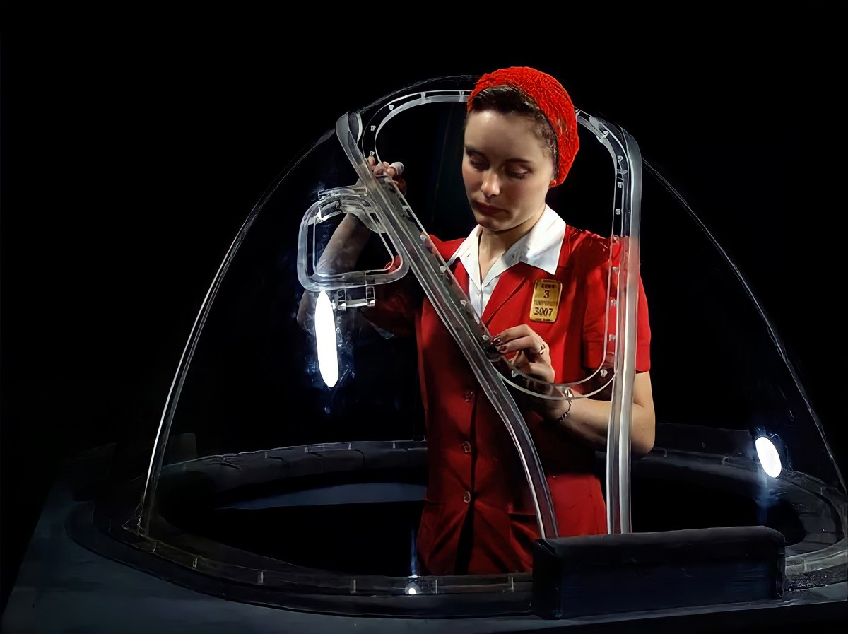 I leave you with a stunning photo from 1942. One of the new female military workforce constructing Boeing B-17F Flying Fortress bombers, this remarkable and vibrant window into the past is original colour (not colourised).