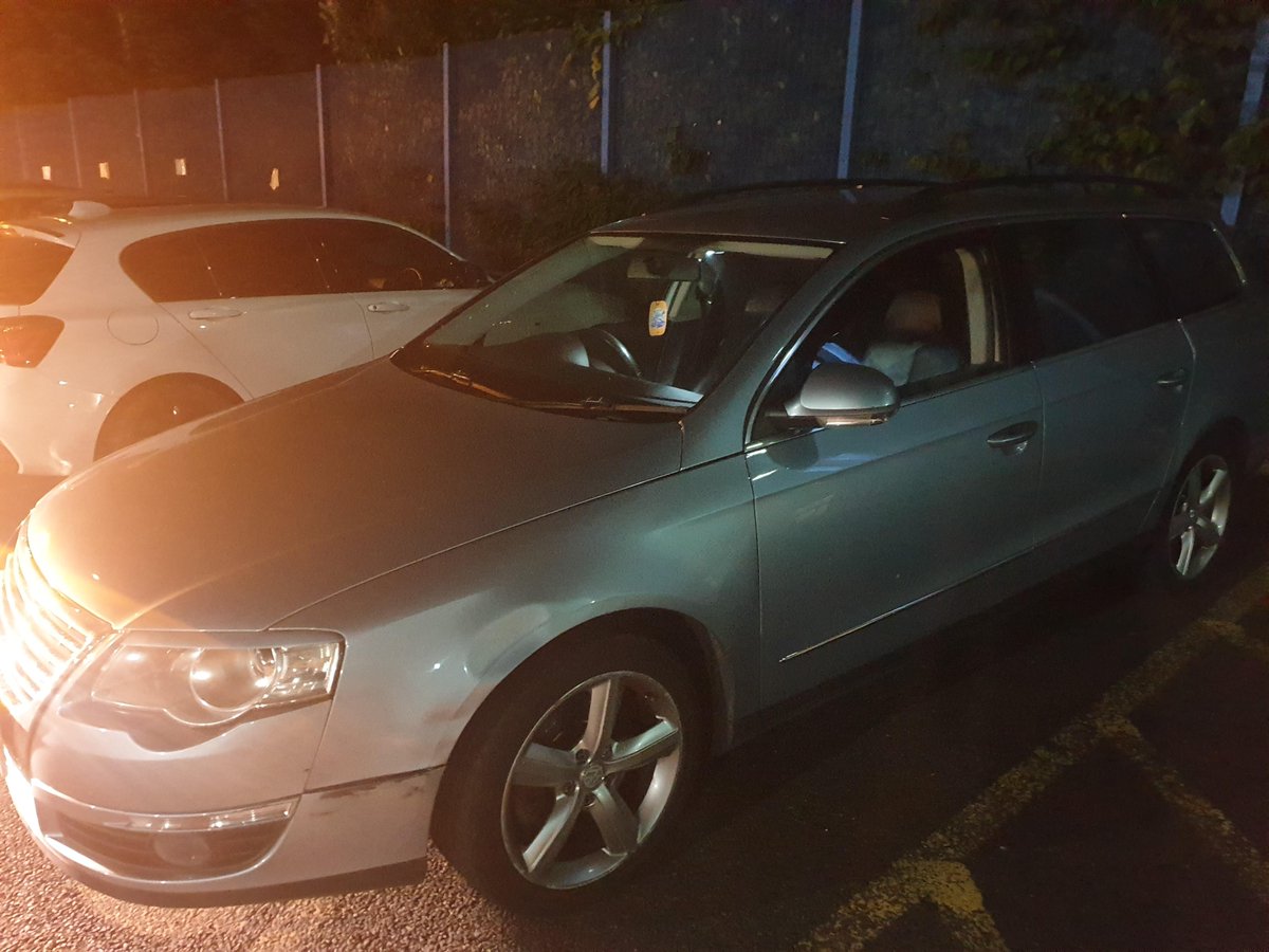 gmptraffic's tweet photo. Having just left Swinton custody with the last prisoner, #XT84 stopped this Passat outside the gates of the station. Driver was a unsupervised PLH and he also failed a roadside drugs test + cannabis. #carseized #Arrested #fatal4 #BackToCustody https://t.co/a6pmT0CCd0