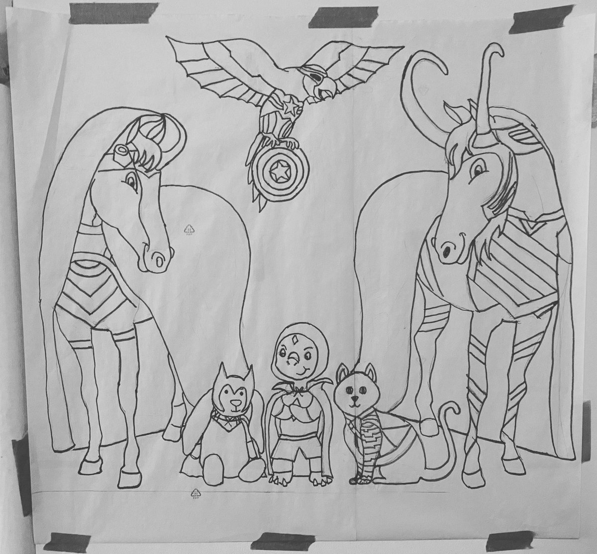 berducky's tweet photo. Stencil of the Marvel-ous #halloween crew is done - next up is to painting the door
#windowpainting #marvel #loki #wandavision #falconandthewintersoldier #gusthetortoise #foundbunny #merlinmacaw #docthehorse #sadiethehorse #novascotia @NS_Museum @NS_MNH @ns_mma @Halifax_Lancers https://t.co/nvqcaoAqfP