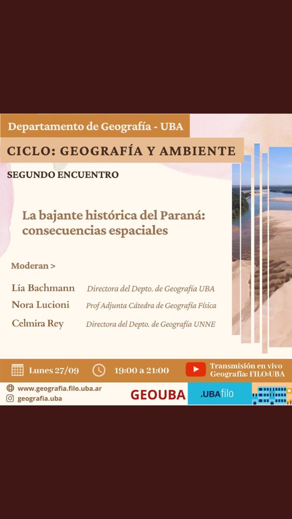 Drunken_Forest's tweet photo. Una charla muy interesante, el Departamento de geografía de la UBA, Consecuencias de la bajante histórica del Paraná https://t.co/UXw7s5bK4B