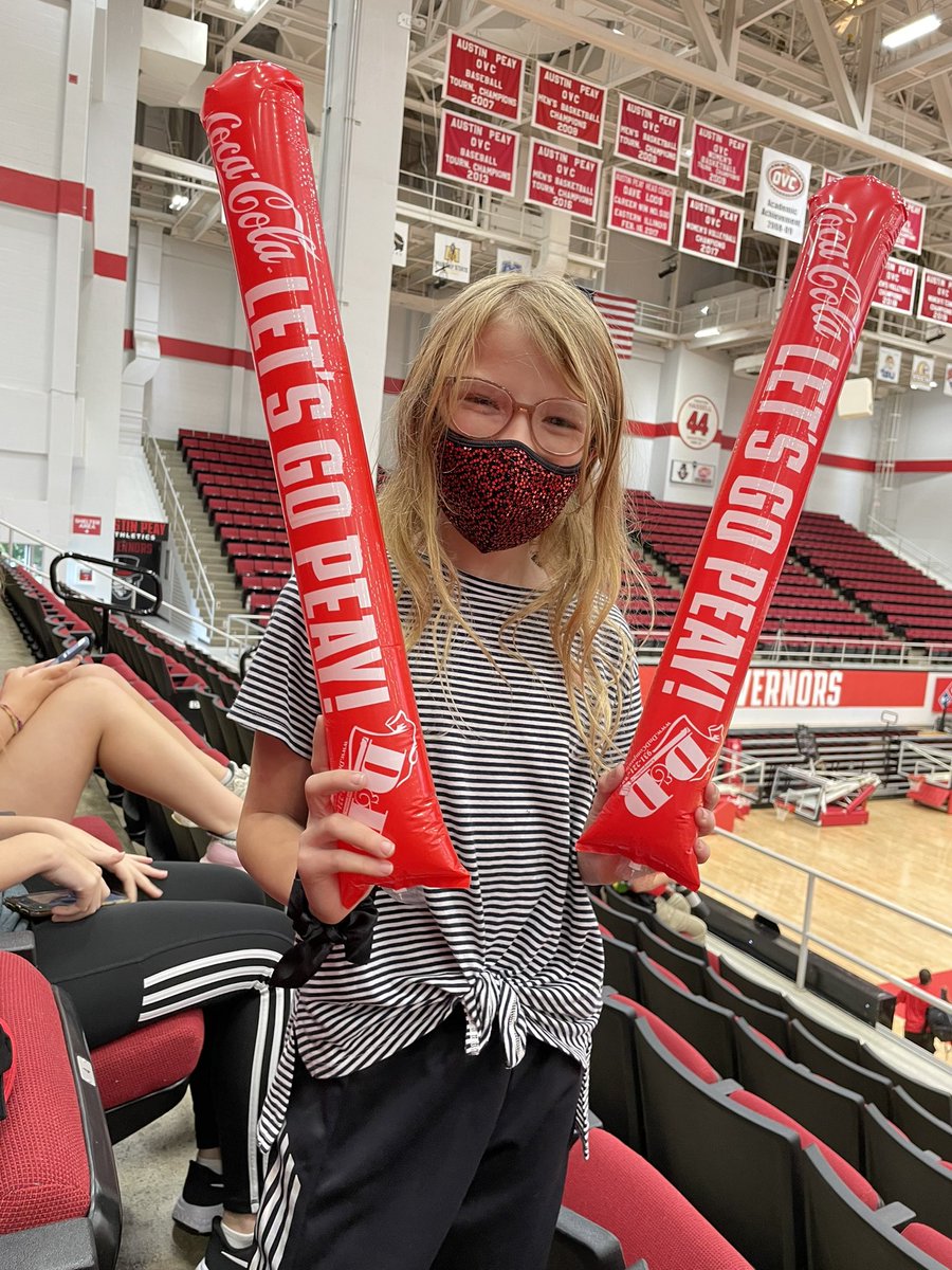 Little was excited to be awarded a prize pack at <a href="/GovsVB/">Austin Peay Volleyball</a> game. #LetsGoPeay