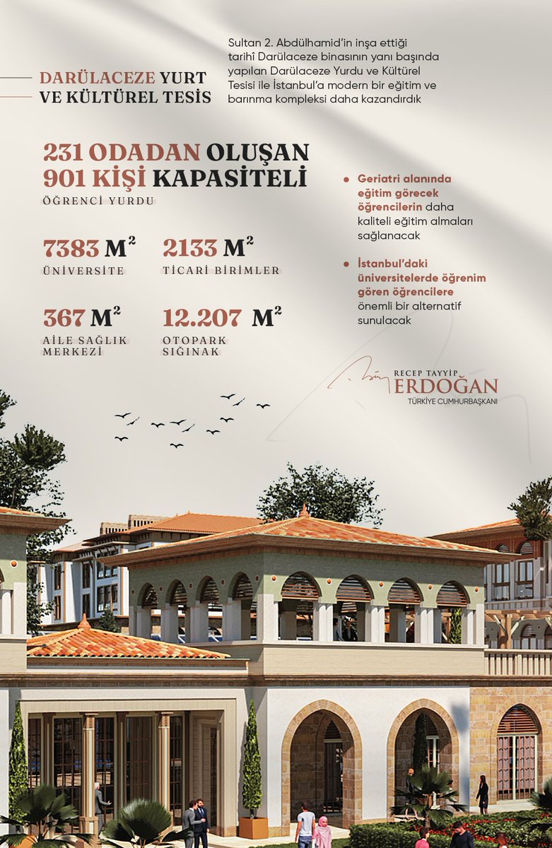 Bugün resmî açılışını gerçekleştirdiğimiz yurt ve kültürel tesislerin Darülacezemize ve gençlerimize hayırlı olmasını diliyorum.

Kuruluşundan bugüne Darülaceze’nin ayakta kalmasında emeğiyle ve yardımıyla katkısı olan herkese şükranlarımı sunuyorum.