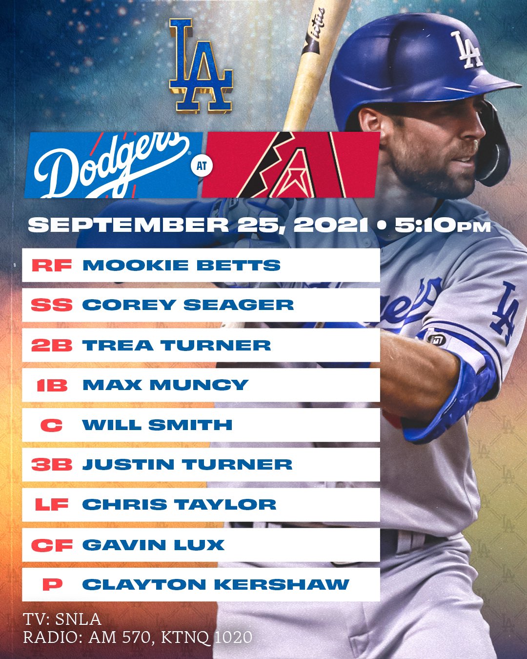Los Angeles Dodgers on X: Tonight's #Dodgers lineup vs. D-backs:   / X