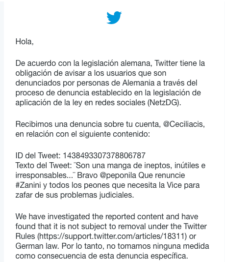 Ceciliacis's tweet photo. Parece que la gente de Alemania esta muy ocupada y preocupada x lo que una simple ciudadana escribe citando a una gran periodista como @peponila 
#GobiernoCriminalyCorrupto https://t.co/FMtnHpsBjm