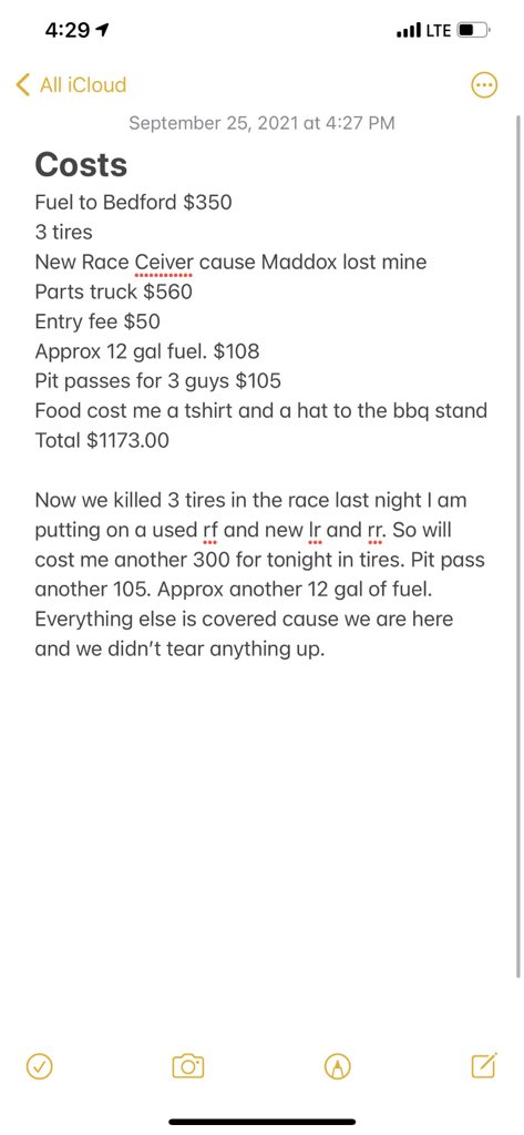 Nick Hoffman (@nick_hoffman2) on Twitter photo Here is a breakdown of what it costs to run a weekend at the top level in modifieds. I donβt have any costs for motor maintenance because my dad does my motors. Saves a ton of money. Itβs 500 to start both nights but 12k to win. Some gamble at the casino. I do it racing. Here is a breakdown of what it costs to run a weekend at the top level in modifieds. I donβt have any costs for motor maintenance because my dad does my motors. Saves a ton of money. Itβs 500 to start both nights but 12k to win. Some gamble at the casino. I do it racing.