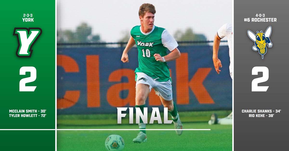 <a href="/YCPMSoccer/">YCPMSoccer</a> picks up a draw in a gritty performance on the road at #6 Rochester! #LetsGoYork
Stats - ycpspartans.com/sports/mens-so…
