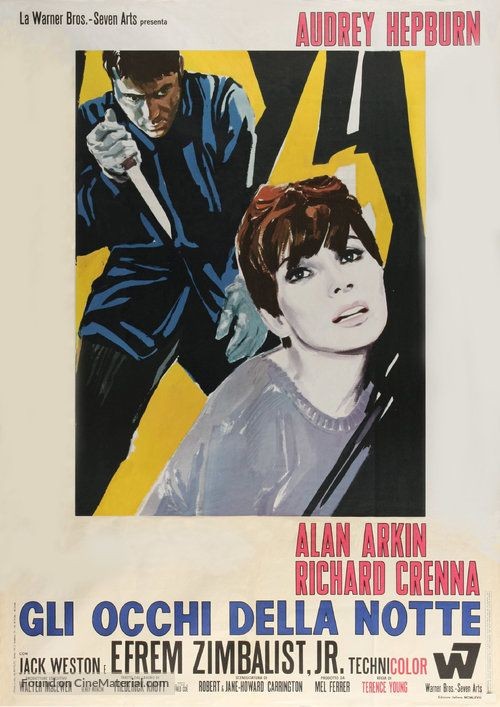 Italian movie poster for #WaitUntilDark (1967 - Dir. #TerenceYoung) with #AudreyHepburn #AlanArkin #RichardCrenna