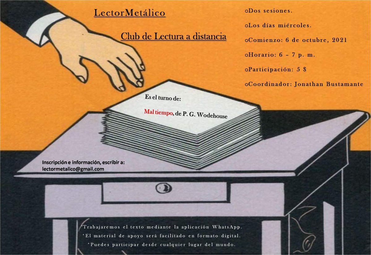 Por varios años me dediqué al mundo de los libros. Fui librero. Ahora, coordino el Club de Lectura a distancia. Una manera segura de compartir (en tiempos de pandemia) lo que me apasiona. 

*Interesados, escribir a: lectormetalico@gmail.com 

#libros | #clubdelectura