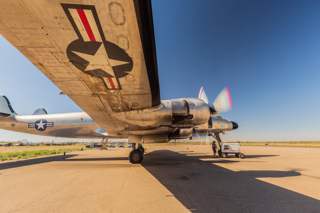 Boneyardsafari's tweet photo. Flashback to when #ColumbineII (VC-121A 48-0610) came roaring back to life thanks to a dedicated and passionate team before she returned to #flight #VC121A #lockheedconstellation #usaf #aviationpreservation #boneyardsafari https://t.co/K4cwGGwQZf