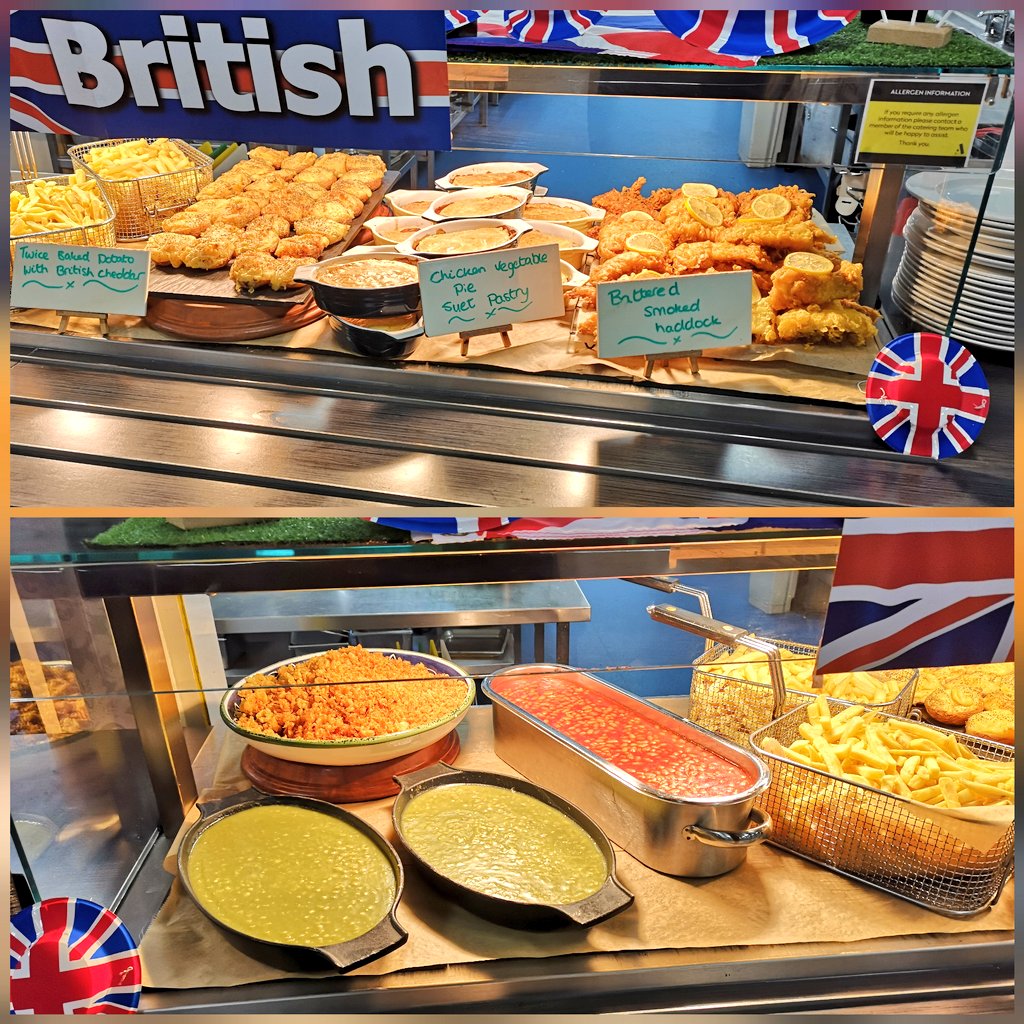 Day 4 #British <a href="/HabsAdamsGS/">Haberdashers' Adams</a> supporting <a href="/HA_FrenchDept/">HA_FrenchDept</a> <a href="/HA_GermanDept/">HA_GermanDept</a> European language's week for our whole school population to enjoy with some European themed dishes. #greatteamwork @sampeate29 <a href="/chefbrewster/">Gary Pyatt</a> #schoolfood @Academy_Food_UK @ServestFoodCo <a href="/AtalianServest/">AtalianServest</a> 🇬🇧🇬🇧🇬🇧🇬🇧🇬🇧