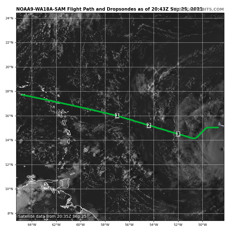 SammyMaggio's tweet photo. I'd love to see the view of this beast from @NOAA_HurrHunter. They're circling above the storm right now at probably around 40,000 feet altitude. #Sam #MajorHurricaneSam #Dropsondes https://t.co/7OFiosYVvI