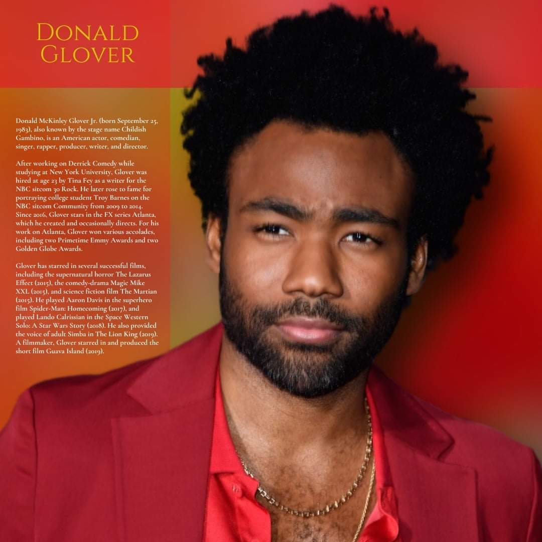 Happy birthday to Donald Glover.  
 