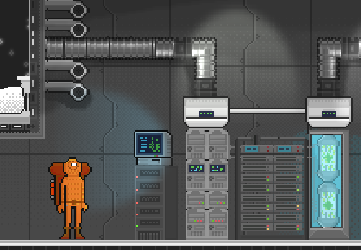 picofloppy's tweet photo. The computing lab (a tiny part of it). #DeepFrozen #screenshotsaturday #indiegame #GodotEngine https://t.co/l04rogY3lV