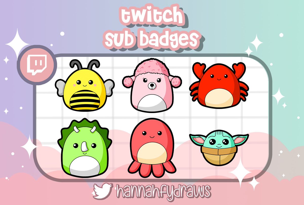super cute squishmallow badges for @LilChunks1 these were so fun to do :D
My commissions are open, dm me if you need Twitch emotes or sub badges! 
#emoteartist #twitchemote #twitchbadges #subbadges #commissionsopen #squishmallow #Grogu